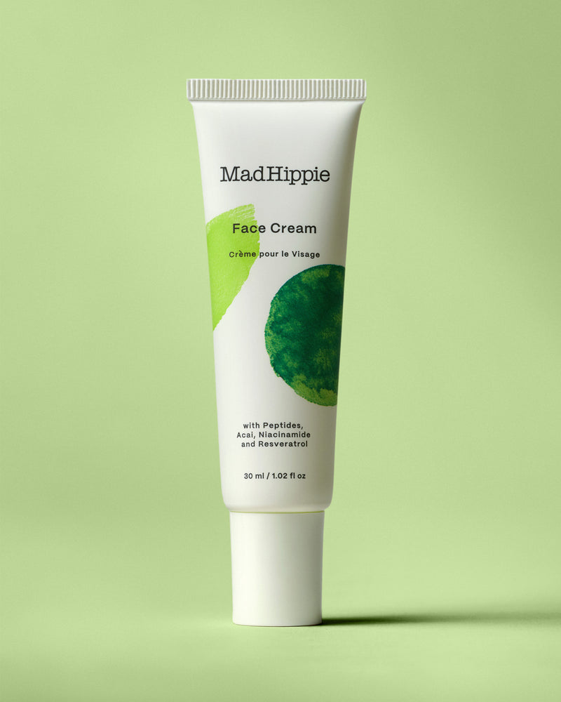 Face Cream Tube on Green Background