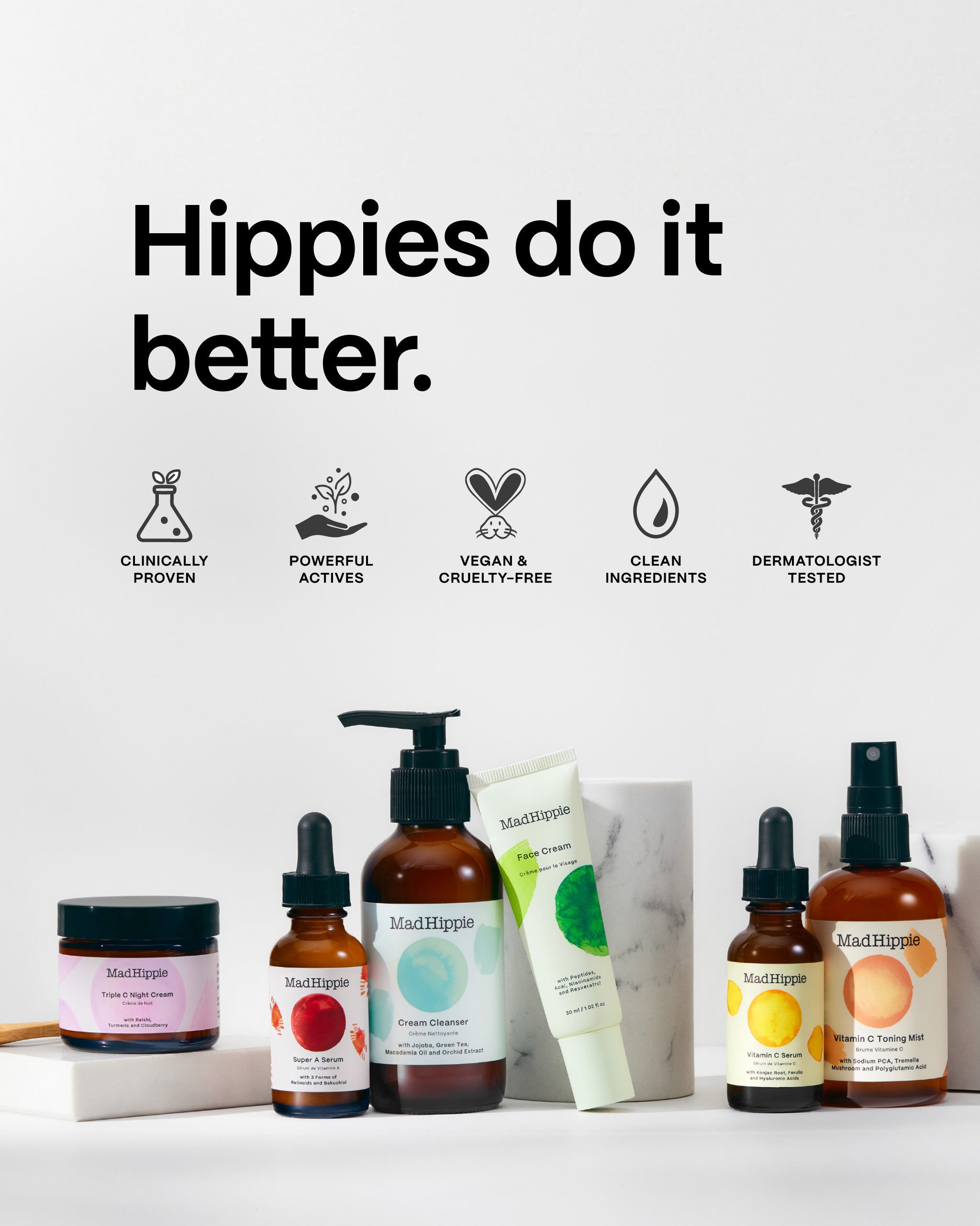 Image of Multiple Products Lined Up with slogan 