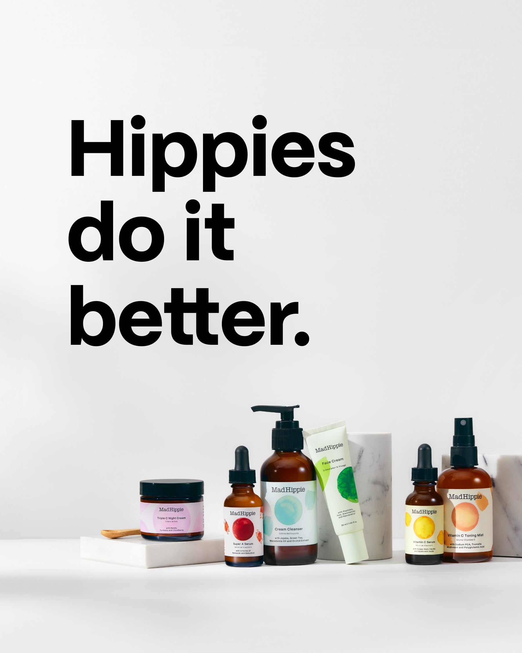 Image of Multiple Products Lined Up with slogan 